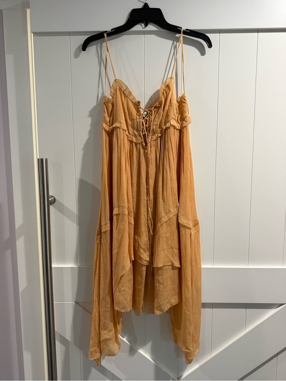 Zara Golden Tan Asymmetrical Spaghetti-Strap Dress